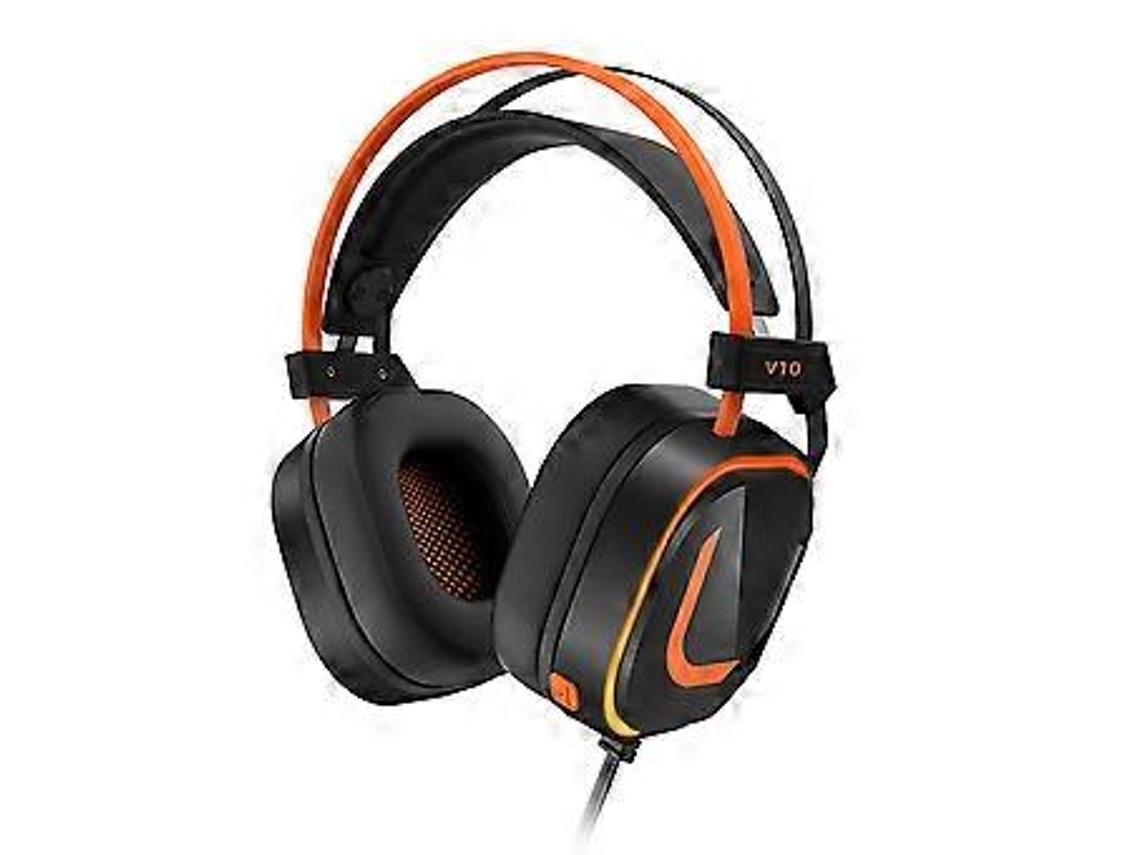 Fones De Ouvido Gamer V10 Usb 7.1 Canais Com Elementos De 50 Mm E Conforto Ergonômico, Som Surround, Almofadas De Couro, Laranja Brilvibera