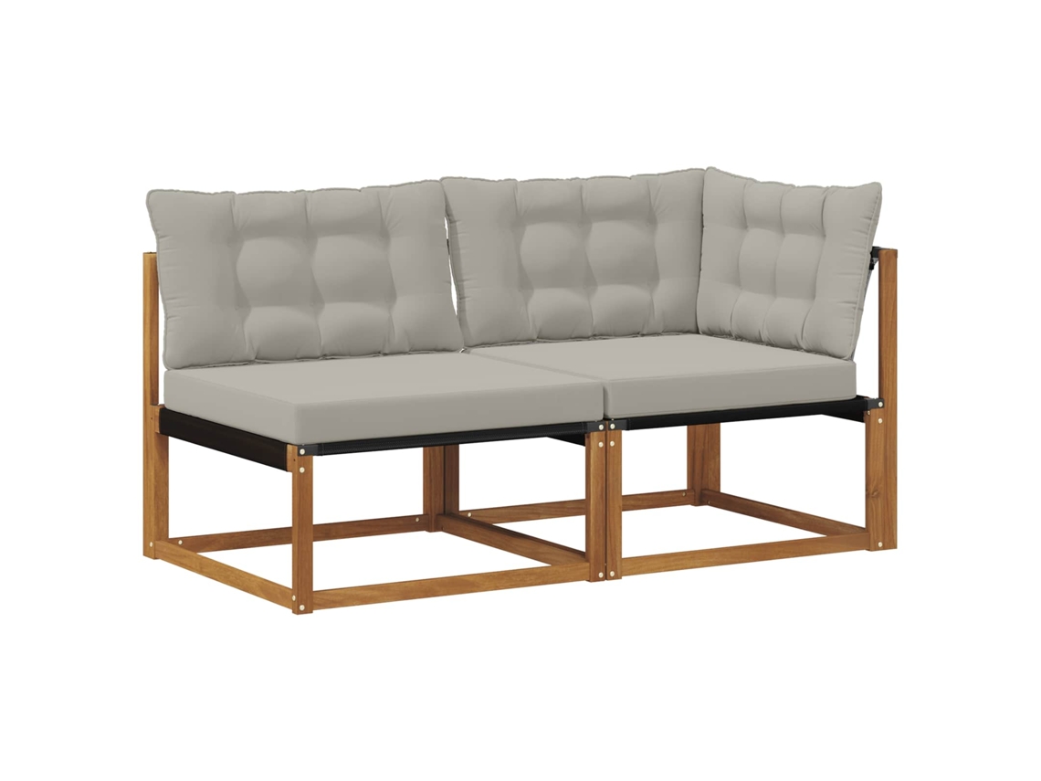 Maison Exclusive - Sofá Médio E De Canto Para Exterior Com Almofada 2 Peça Natural