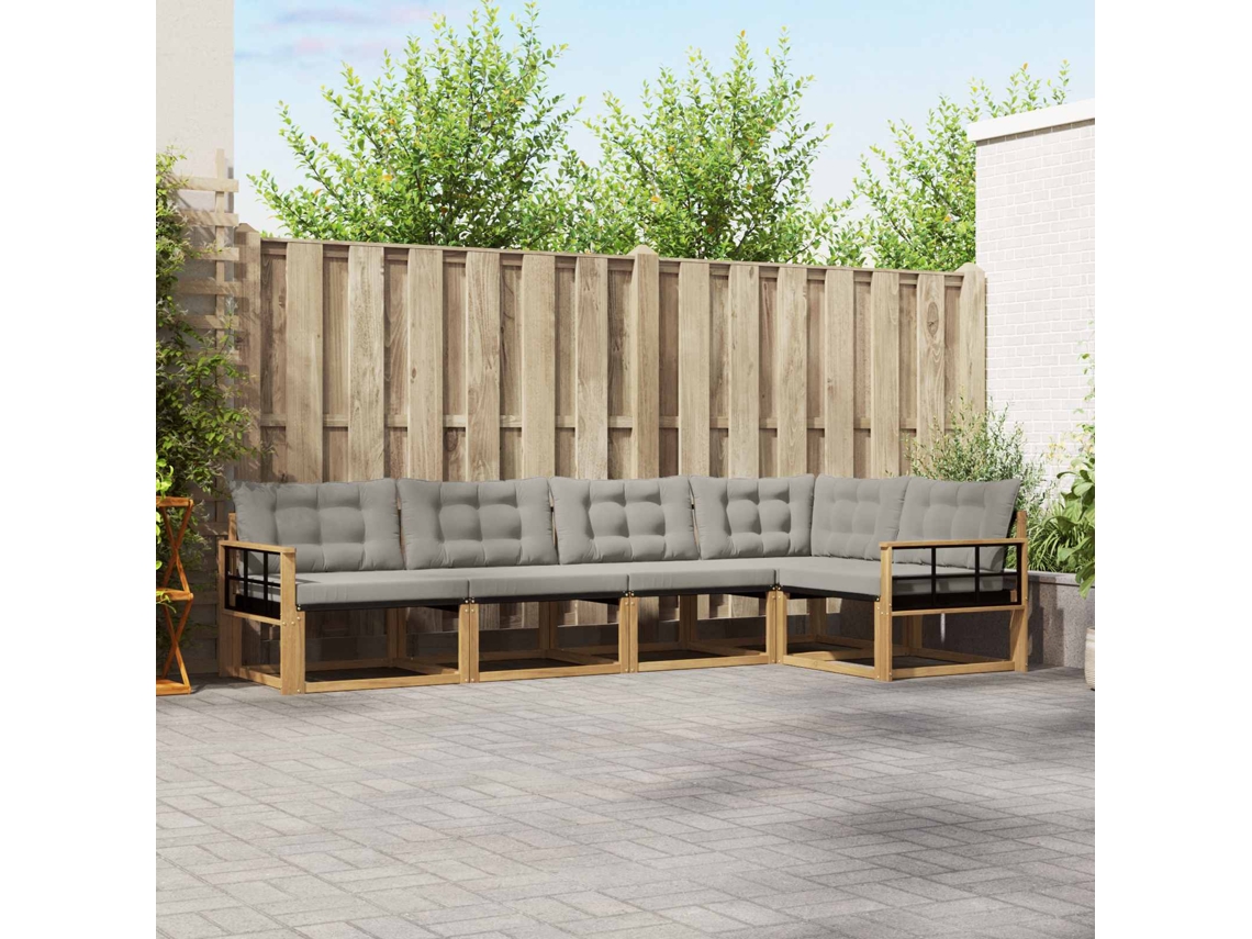 Vidaxl Conjunto De Sofás Para Exterior 5 Pcs Branco E Cinzento-claro