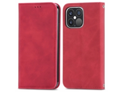 Capa Para Iphone 15 Plus Pele Sintética Com Porta-cartões Vermelho