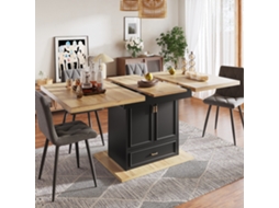 Mesa Em Madeira Extensível 110-140cm 110x80x75cm Para 6 Pessoas, Sala, Terraço E Sala De Jantar
