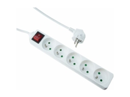 Tomada Elétrica Com 5 Saídas, Tomadas Múltiplas - Saídas + Interruptor, Extensão 5p / 16a Branca 3m