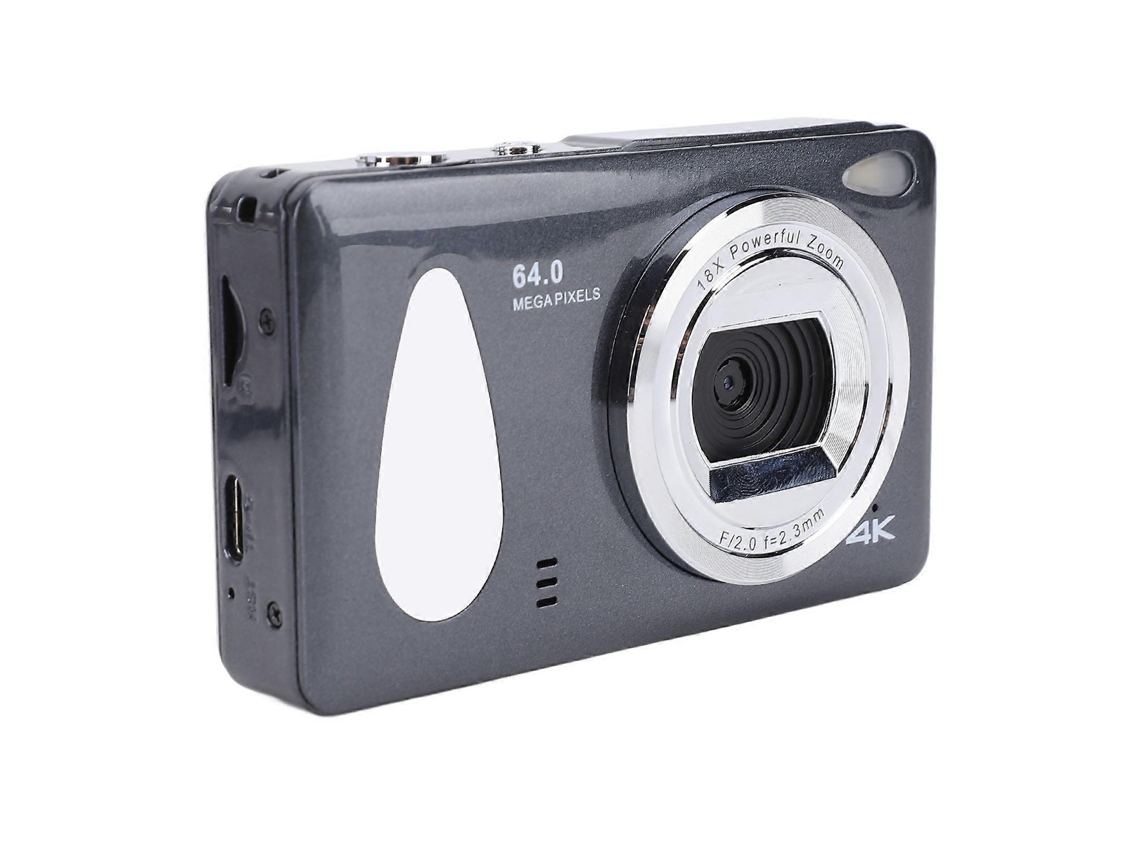 Câmera Digital 4k De 64 Mp, Zoom De 18x, Tela De 2,8 Polegadas, Bateria De 800 Mah, Cinza Escuro.
