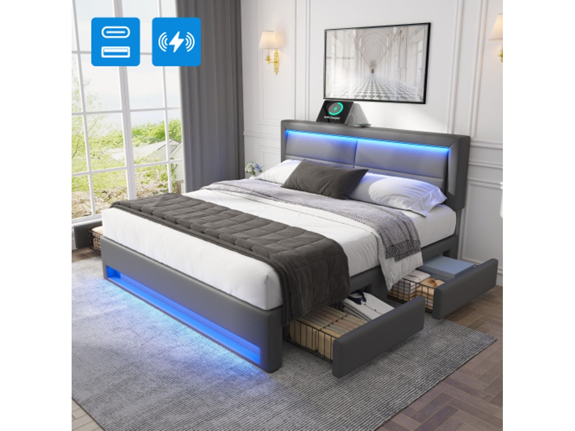 Cama BTFORUS 140x190 cm Robusta Durable Design Prático (140x190 cm)