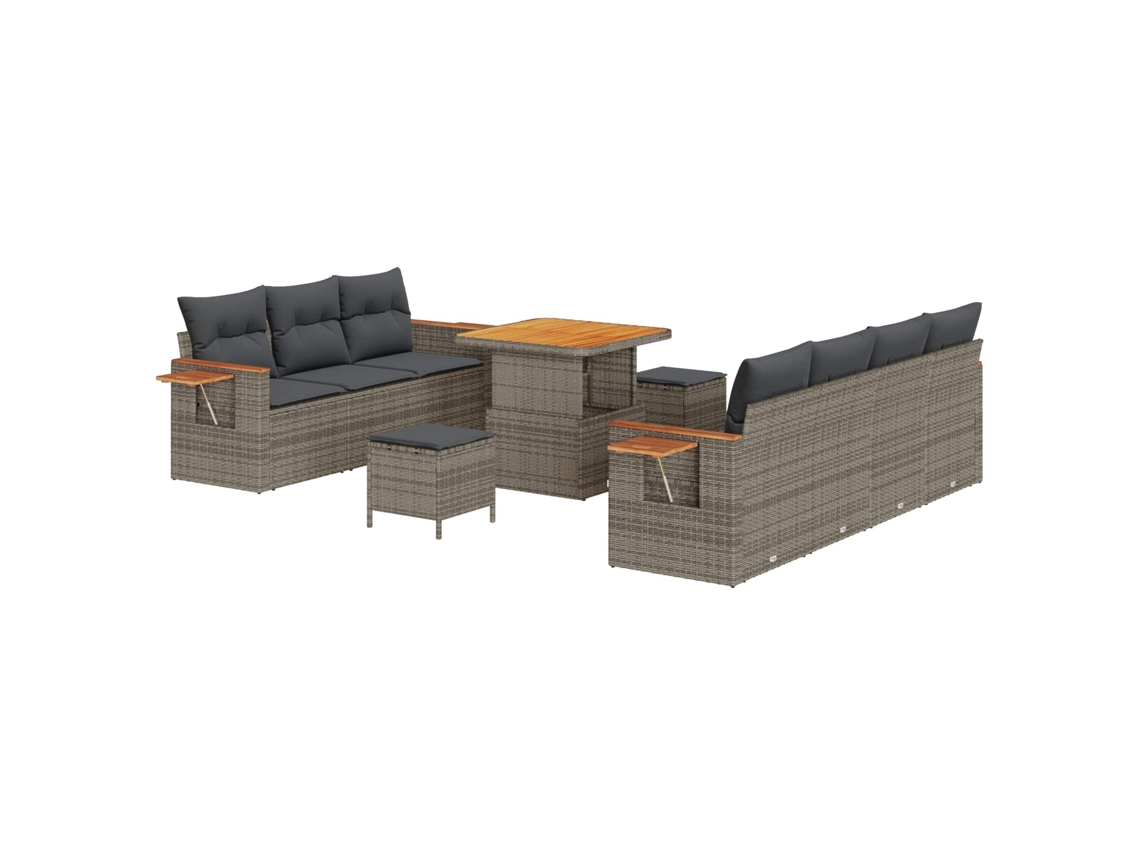 Maison Exclusive - Conjunto De Sofá De Jardim 10 Pcs Cinzeto Vime Pe