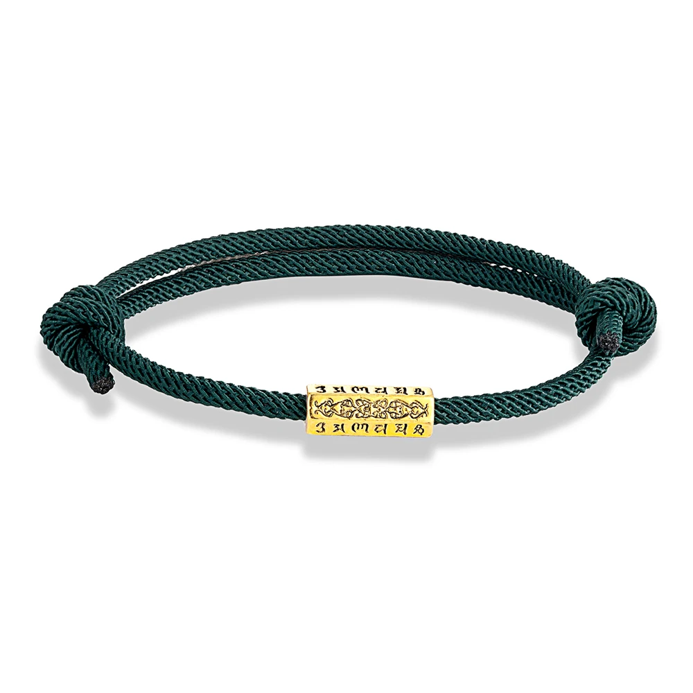 Pulseira Amuleto De Oração Com Mantra Budista Tibetano De Seis Sílabas (verde-amarelada), Ajustável.