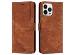 Capa Em Couro Pu, Com Suporte, Para Apple Iphone 16pro Max - Castanho