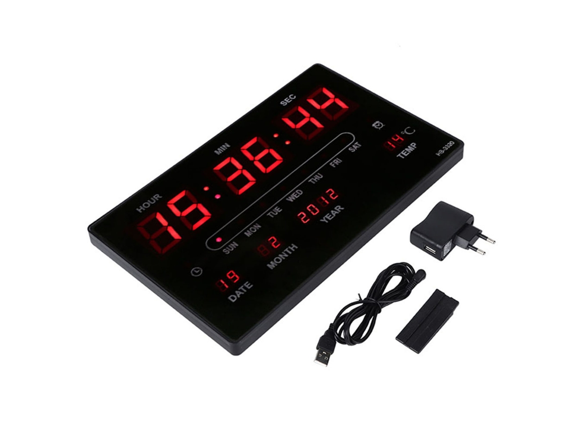 Rebe-reloj Calendário Digital Eletrônico Led Com Tela De Hora E Temperatura Multifuncional