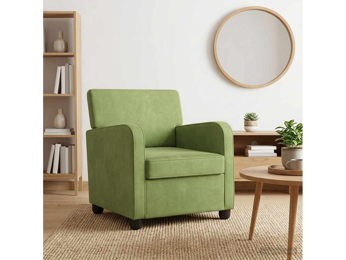 Vidaxl Poltrona Verde Claro Veludo
