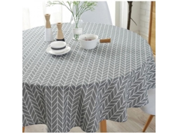 Mantel Redondo de Poliéster algodón 59 Pulgadas 150cm, 3 Estilos, para Bodas, Banquetes Y Hogar Swr Gris