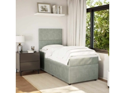 Cama Com Molas/colchão 80x200 Cm Veludo Cinza-claro
