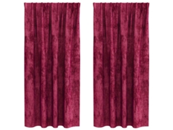 Conjunto 2 Cortinas De Veludo Vidaxl Vermelho Veludo (175 X 140 Cm)