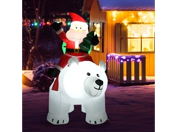 Urso Polar Inflável com Papai Noel Led 200 Cm Poliéster Repelente À Água Ventilador Incluído Decoração de Natal NORTHIX