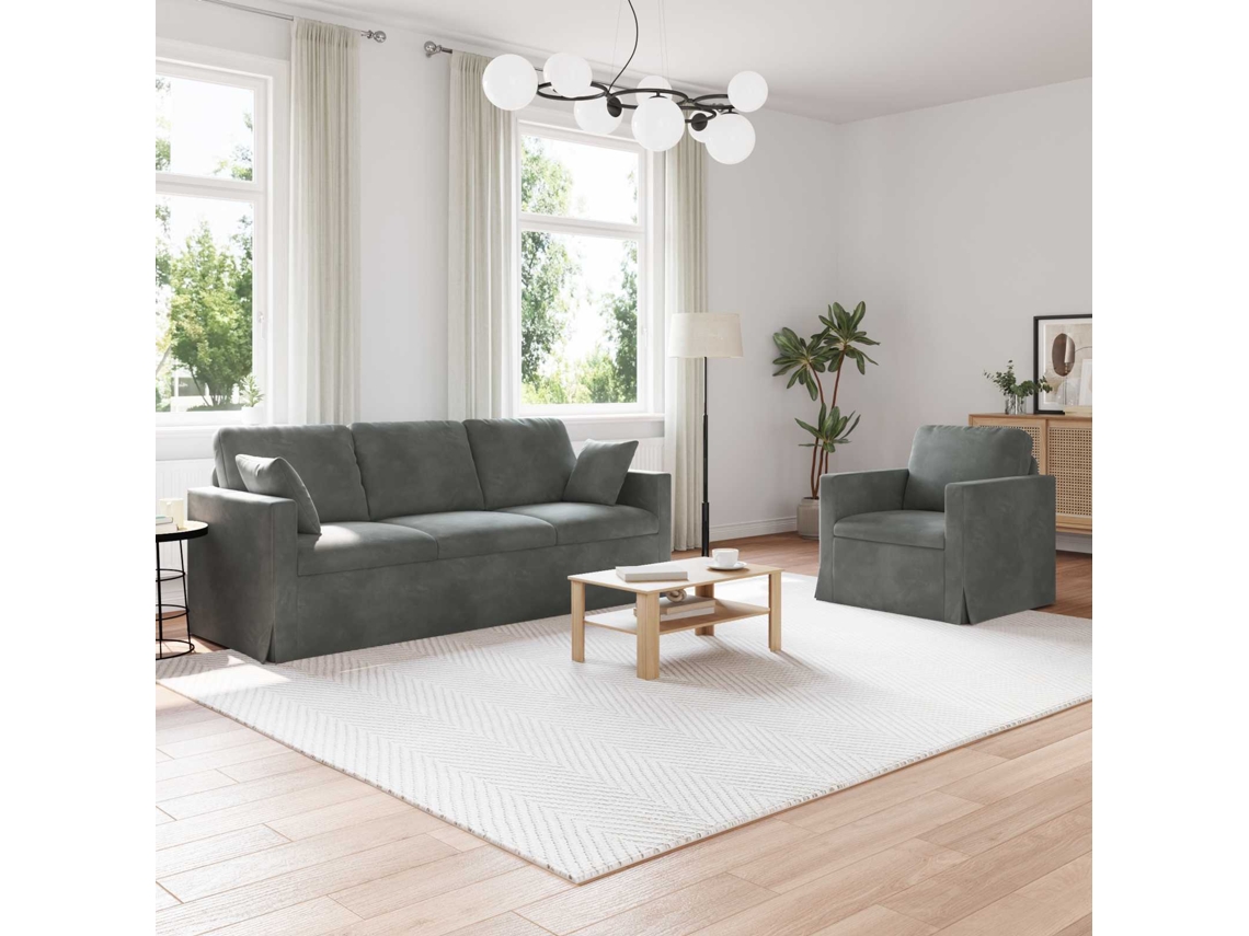 Vidaxl Conjunto De Sofás 2 Unid. Cinza Escuro Veludo