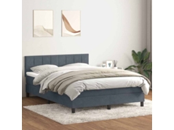 Vidaxl Cama Com Molas/colchão 160x210 Cm Veludo Cinzento-escuro