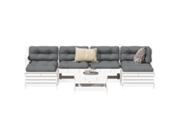 Pcs Conjunto De Sofás Para Jardim Pinho Maciço Branco Dkd Home Decor