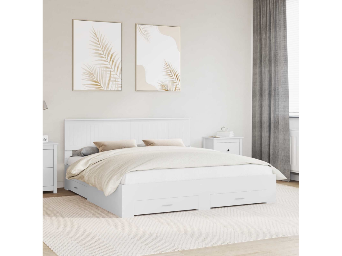 Vidaxl Estrutura Da Cama Branco 180 X 200 Cm Derivados De Madeira