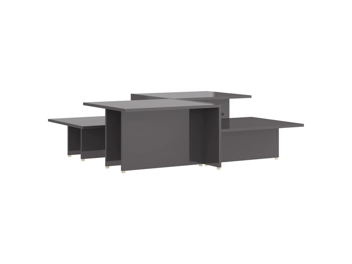 Conjunto de Mesas de Centro 2 Unidades 111,5x50x33 cm Madeira Processada Cinza Brilhante MAISON EXCLUSIVE