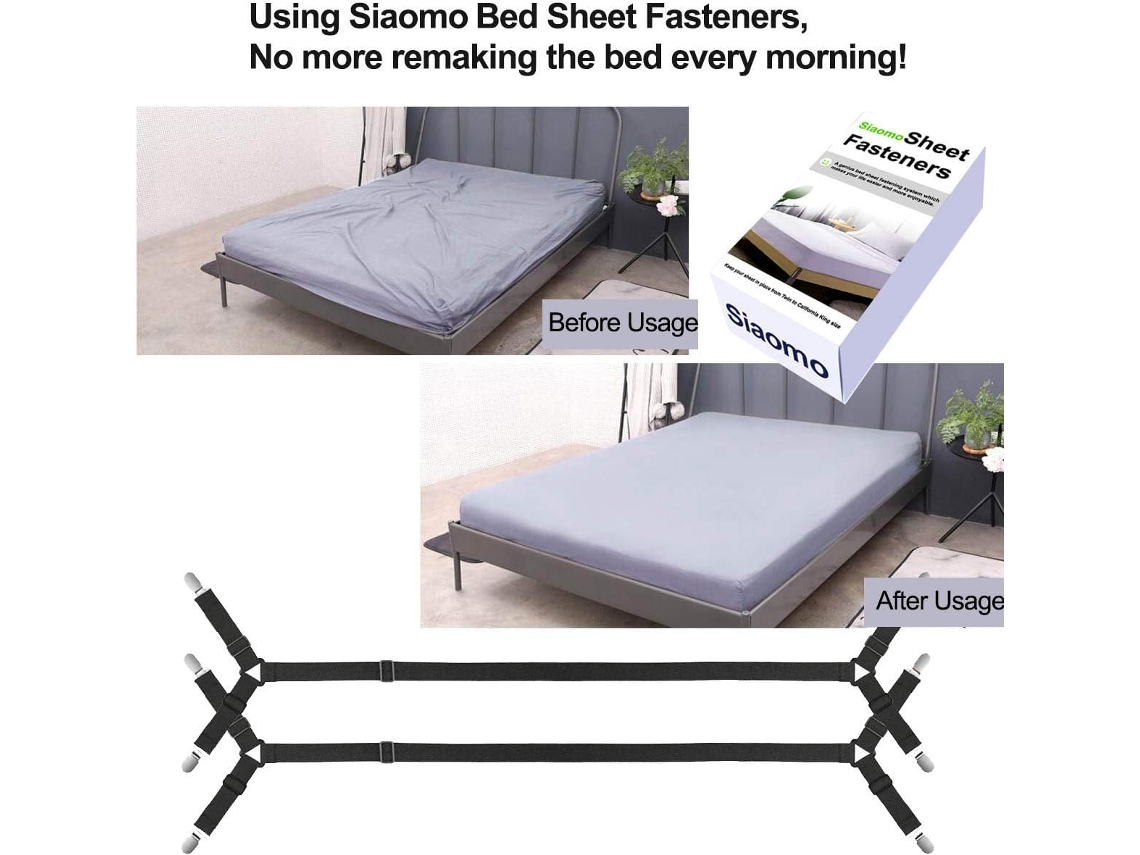 Lurelia Correias Para Lençol Metal Borracha Ajustável Elástico Cruzado Triângulo Colcha Colchão Cama Preto