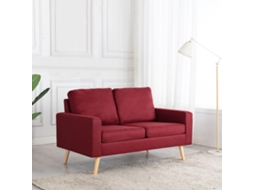 Vidaxl Sofá De 2 Lugares Tecido Vermelho Tinto