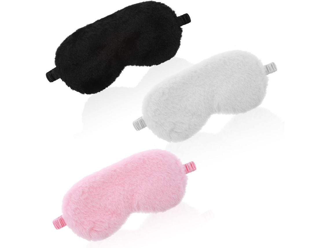 3 Máscaras Olhos Preto/branco/rosa Soft Plush, para Dormir/viagem/soneca ZYBLSSBB