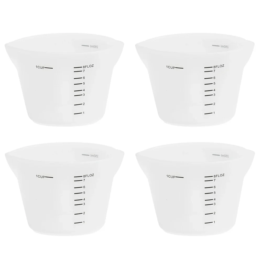 Taza de Medición de Silicona Con Escala, Transparente, Resistente Al Calor, Herramientas para Hornear MDUG (pequeño, Set de 4 Piezas)