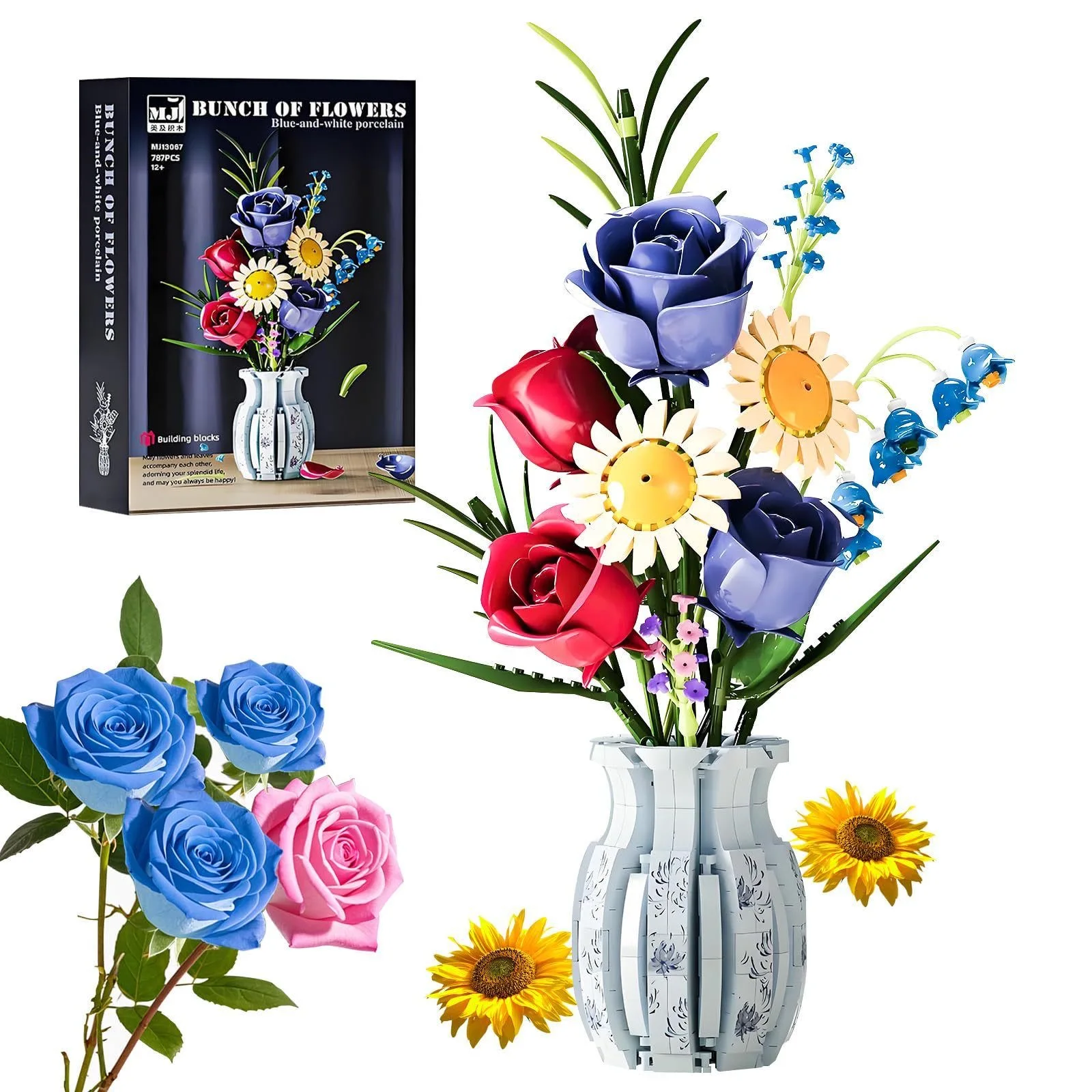 Blocos De Montar Criativos Para Plantas Em Vasos, Brinquedos De Blocos De Montar Em Formato De Flores