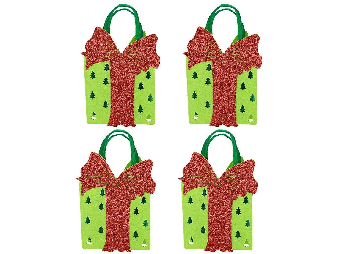 Conjunto de 4 Sacolas Presente Natal em Tnt , Reutilizáveis ​​com Alças, Sac Olas Dobráveis ​​para Doces GOKOCO (tecido Não Tecido)