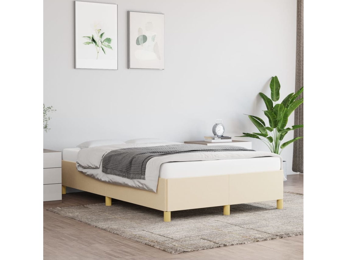 Vidaxl Estrutura De Cama Sem Colchão 120x200 Cm Tecido Cor Creme
