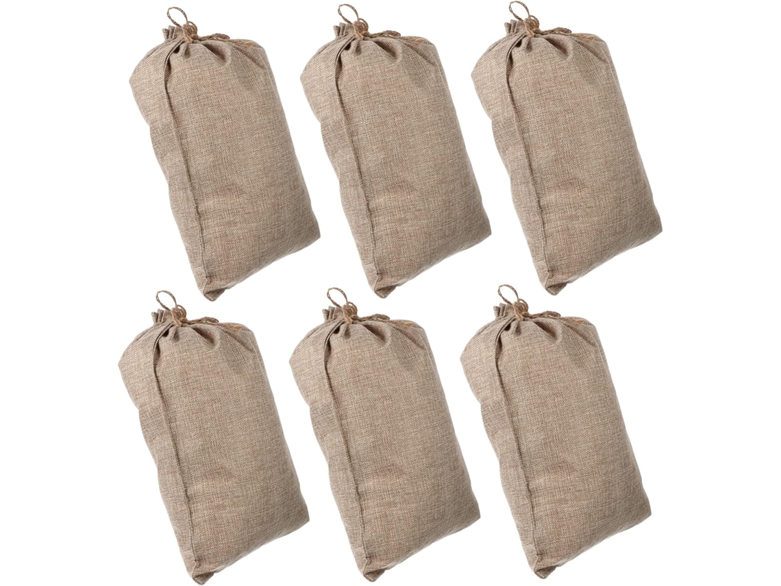 Conjunto de 6 Sacolas Juta com Cordão, Respiráveis e Reutilizáveis, Ideais para Frutas Verduras. CHABERLU