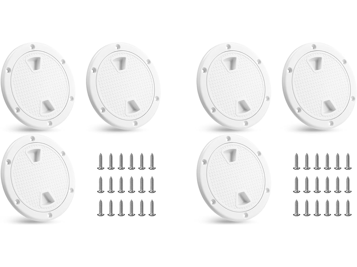 Conjunto de 6 Tampas Circulares Brancas Antiderrapantes para Escotilhas de Barco, Tampa de Inspeção. SFUSHOS