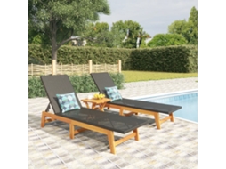Espreguiã§adeiras 2 Pcs Vime Pe E Acãcia Maciã§a Preto E Marrom DKD HOME DECOR