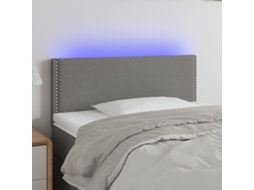 Vidaxl Cabeceira De Cama C/ Luzes Led Tecido 90x5x78/88cm Cinza-escuro