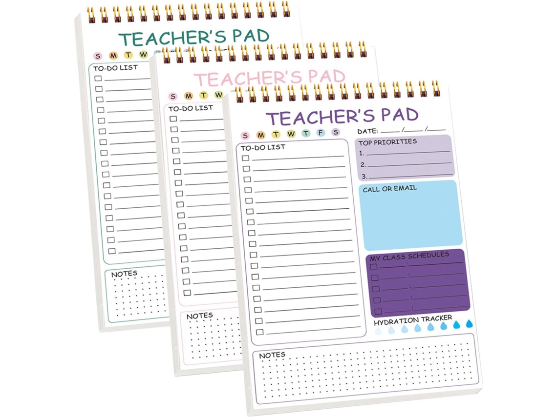 Planificador De Tâches Quotidiennes Para Enseignants, Cahier De Travail En Papier Et Metal, 3pcs