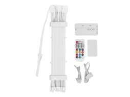 Cabo De Psu Argb Flexível Extensão De Alimentação De Gpu Com Fitas Led E Controlador Branco