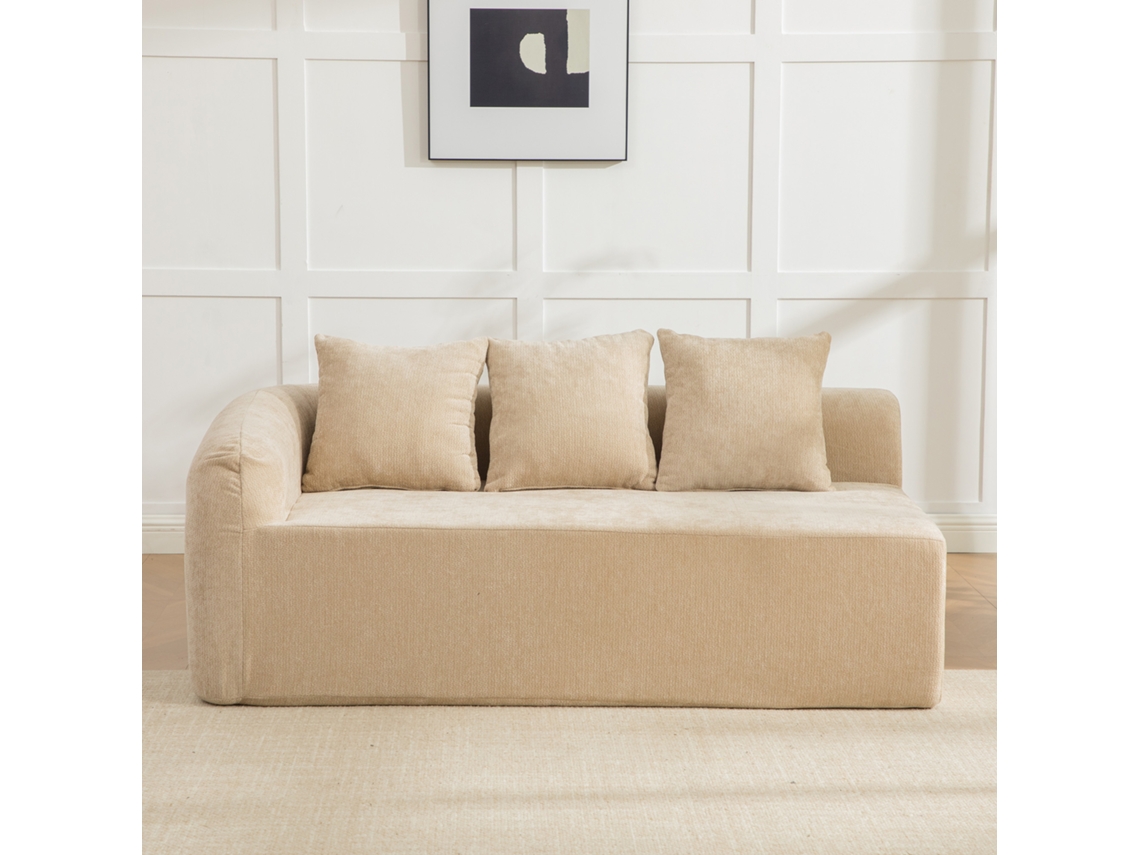 Sofá Modular, Em Chenille, Antiderrapante, Para Sala De Estar, Cáqui Claro