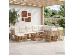 Vidaxl Conjunto De Sofás Para Exterior 11 Unid. Natural E Branco Creme