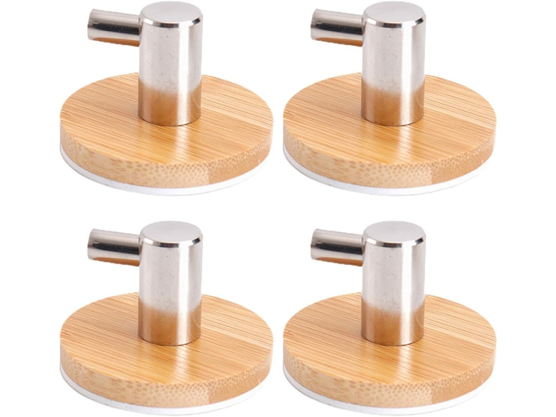 Conjunto De 4 Ganchos Adesivos Madeira Abaodam Para Pendurar Roupas, Ideais Para Quarto, Cozinha, Escritório E Banheiro