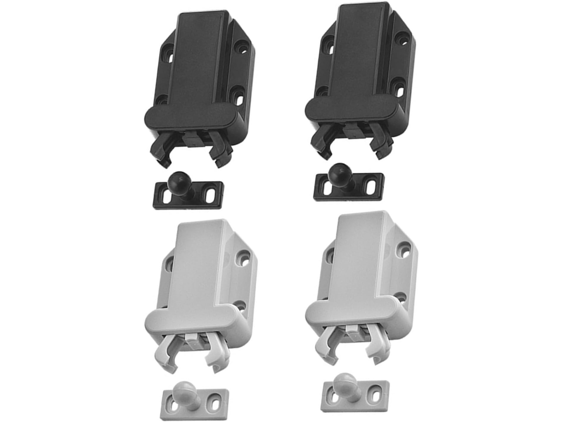 Conjunto De 4 Fechos Pressão Plástico Com Travamento Automático Para Portas Armários, Fecho De Segurança Com Retorno