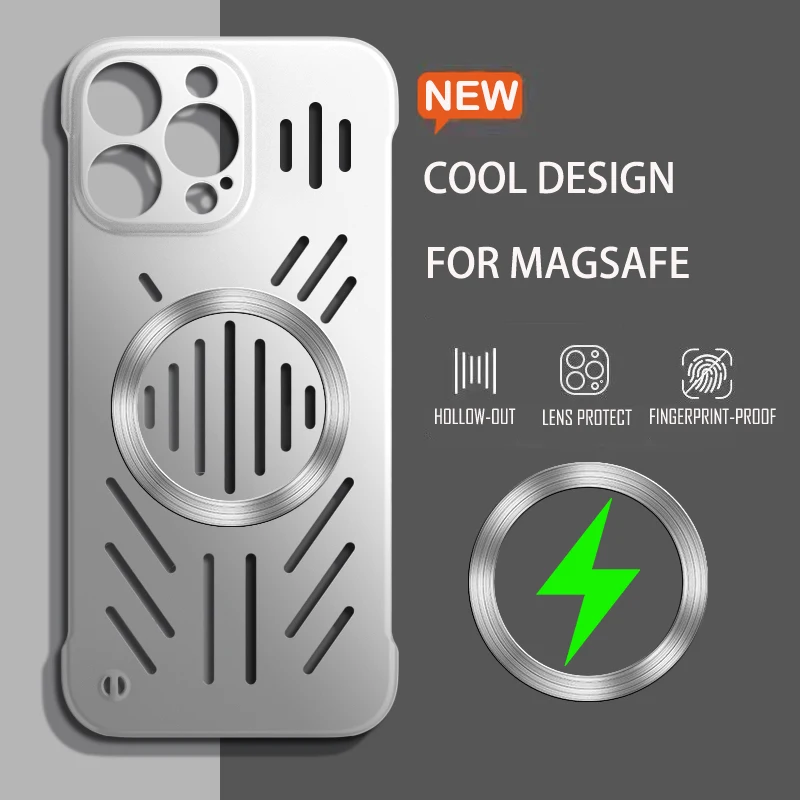 Capa Magnética Para Iphone 12 Pro (prateada) Com Dissipação De Calor, Carregamento Sem Fio E Estrutura Rígida Em Policarbonato.