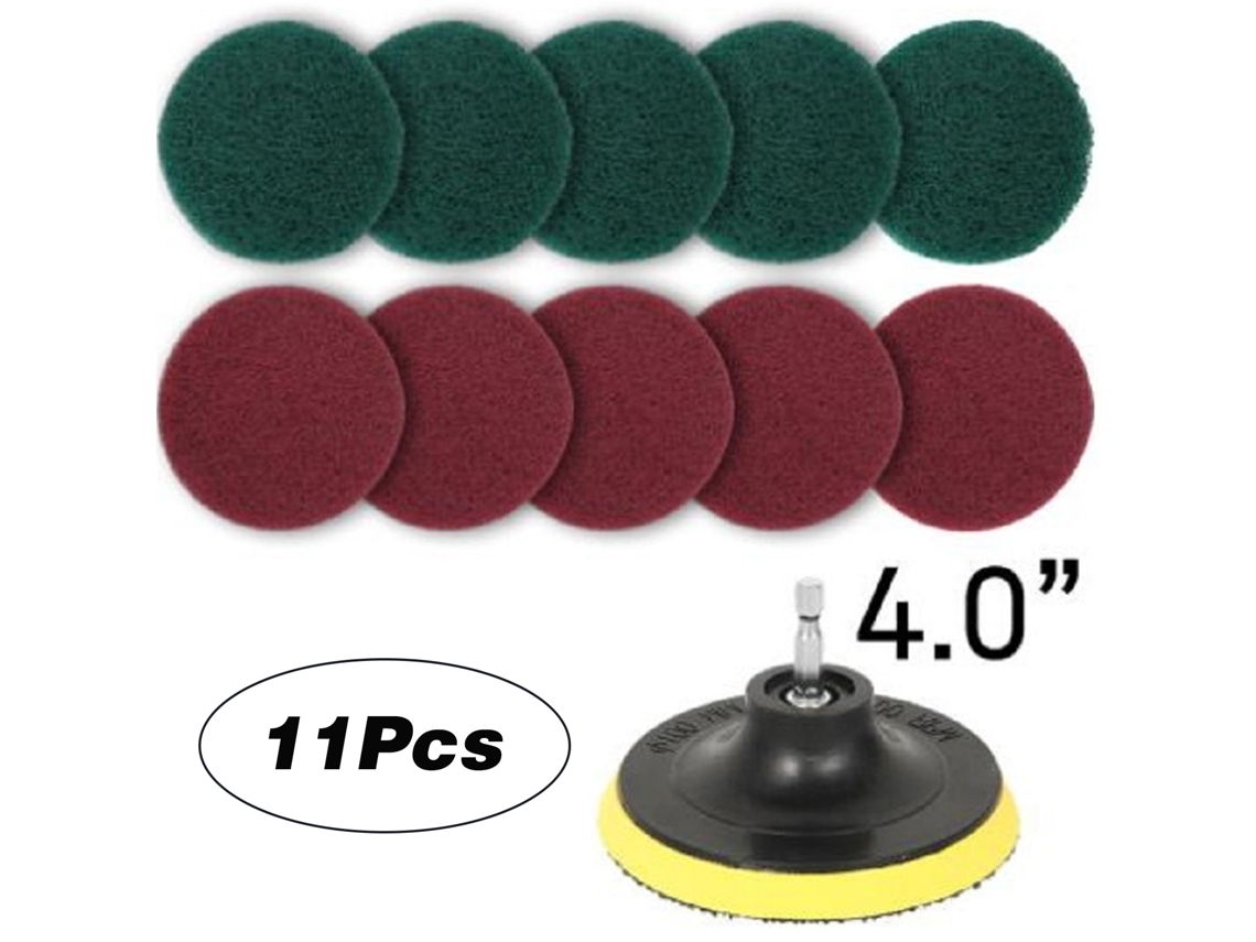 Kit De Limpeza Com 11 Peças Escovas Adesivas De 4 Polegadas Para Furadeira Elétrica Carpete Vidro Carro