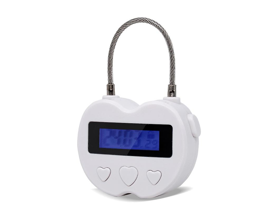 Rebe-candado Eletrônico Inteligente Com Tela Lcd, Temporizador De Viagem Multifuncional, Bloqueio Por Até 99 Horas, Cor Branco Coração