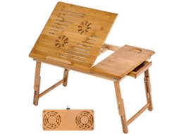 Mesa Para Portátil De Bambu TECTAKE (Castanho - 55 x 35 x 26 cm)