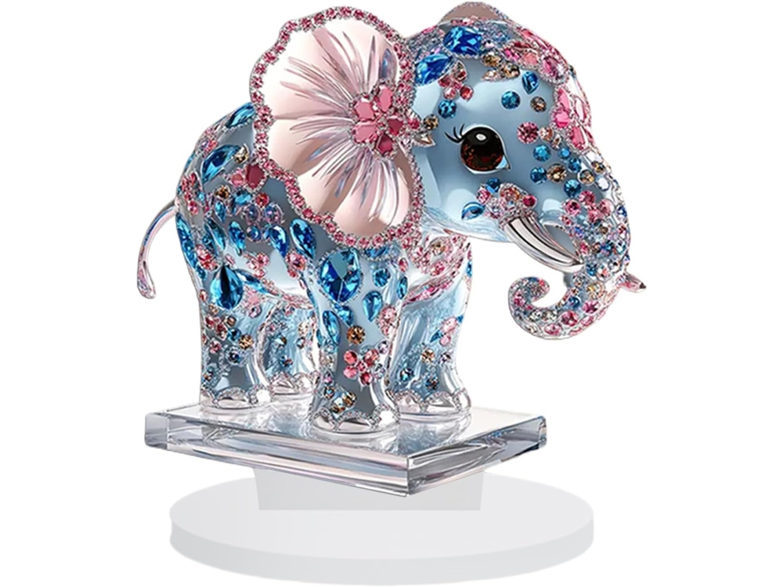 Estatueta De Elefante Em Acrílico 2d Para Mesa | Acessórios De Escritório