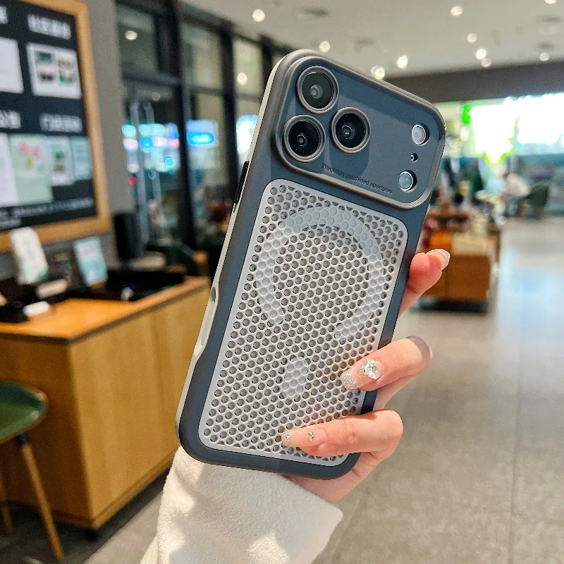 Capa Protetora Magsafe (preta Para Iphone 17 Pro) Com Tela De Dissipação De Calor E Estrutura Rígida Respirável.