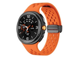Bracelete Couro Genuíno com Fivela Dupla Preta para Samsung Galaxy Watch Ultra XIAOMOYU (47mm)