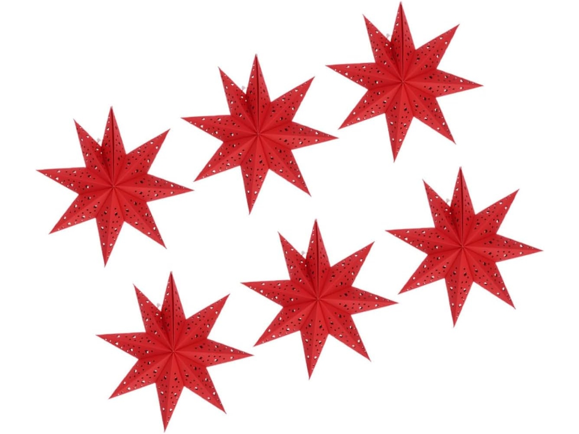 Conjunto de 6 Estrelas Dobráveis de Papel Branco com Nove Pontas para Decoração de Casamentos. SFUSHOS