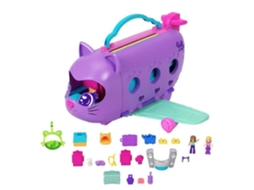 Caixa De Avião Gatinho Transformável Polly Pocket Com 2 Minifiguras Hwp19