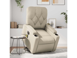 Vidaxl Poltrona Reclinável Elevatória Elétrica Couro Artificial Creme