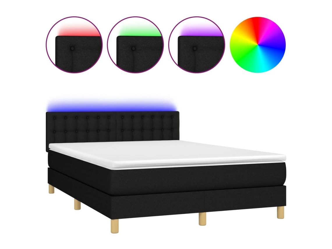 Box Spring Bed, Box Spring Beds Vidaxl Preto Tecido (140 X 190 Cm)